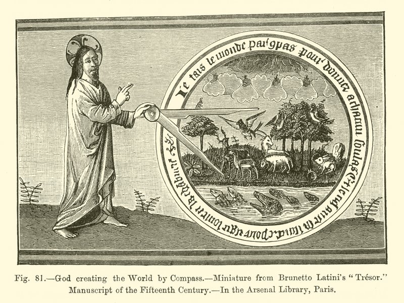 Dieu créant le monde avec un compas - French School
