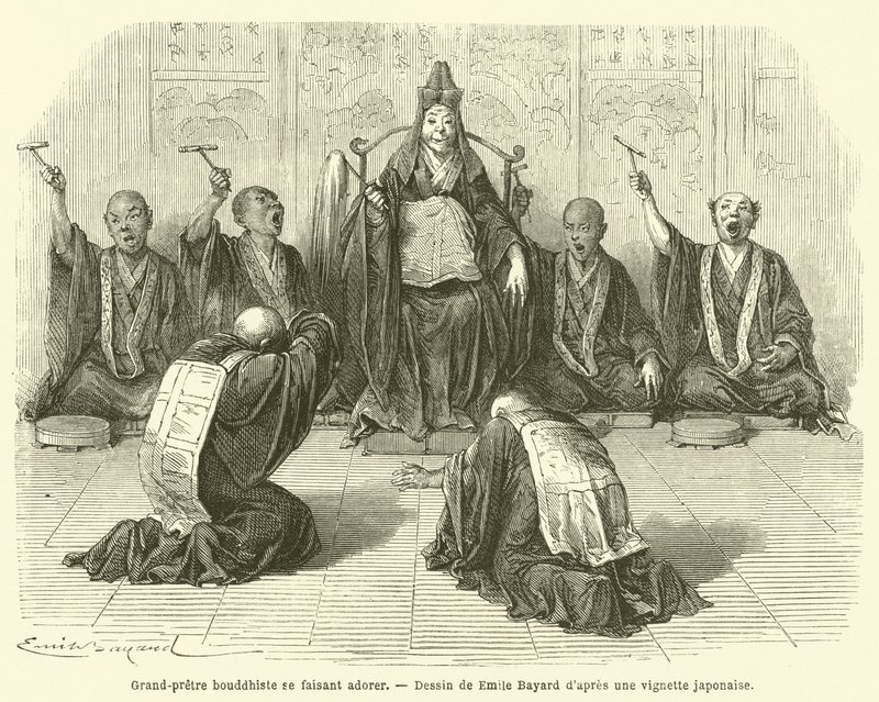 Grand-prêtre bouddhiste se faisant adorer - French School