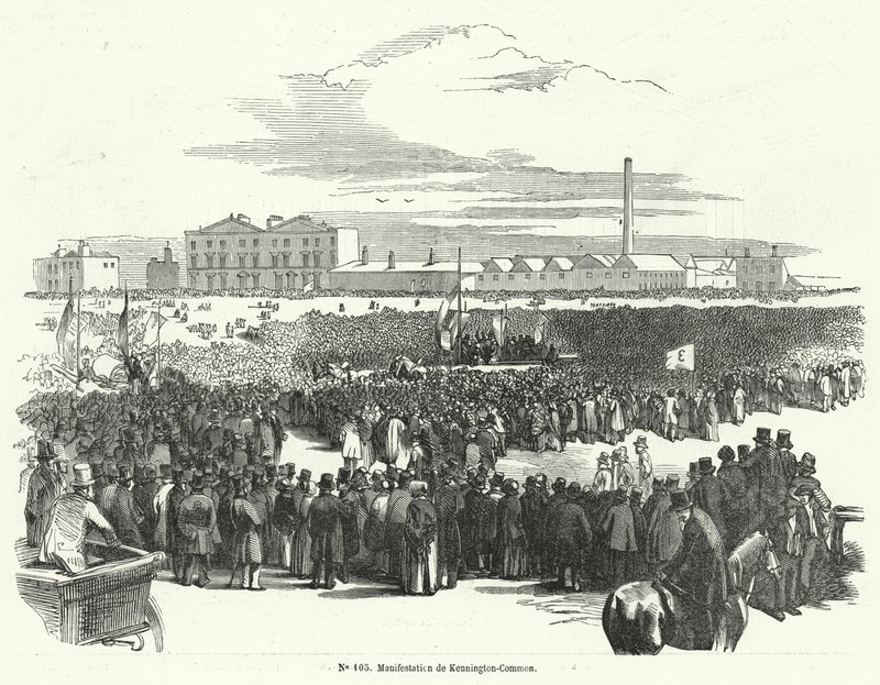 Grande réunion des Chartistes sur Kennington Common, Londres - French School