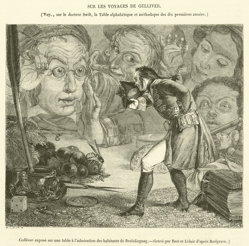 Gulliver expose sur une table a l