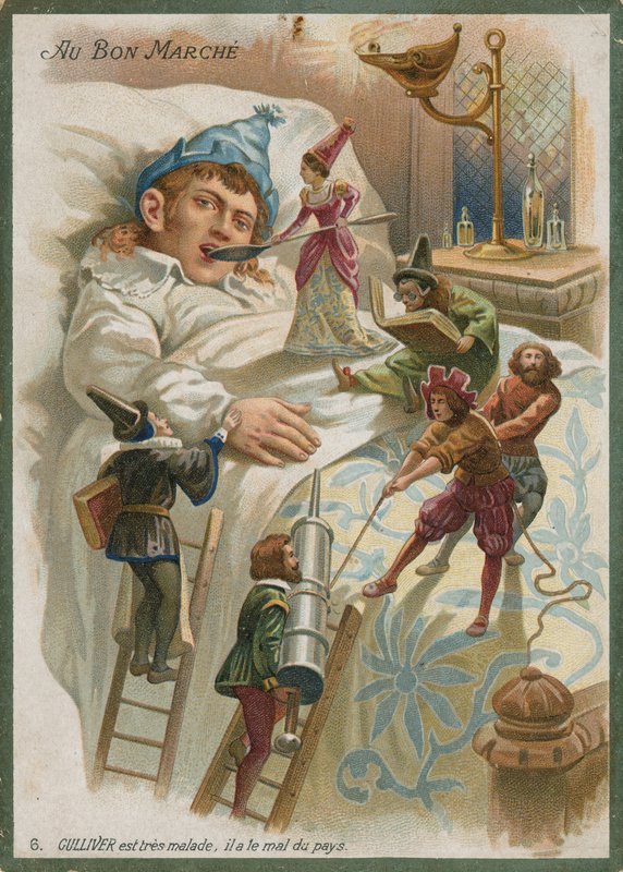 Gulliver malade à Lilliput - French School