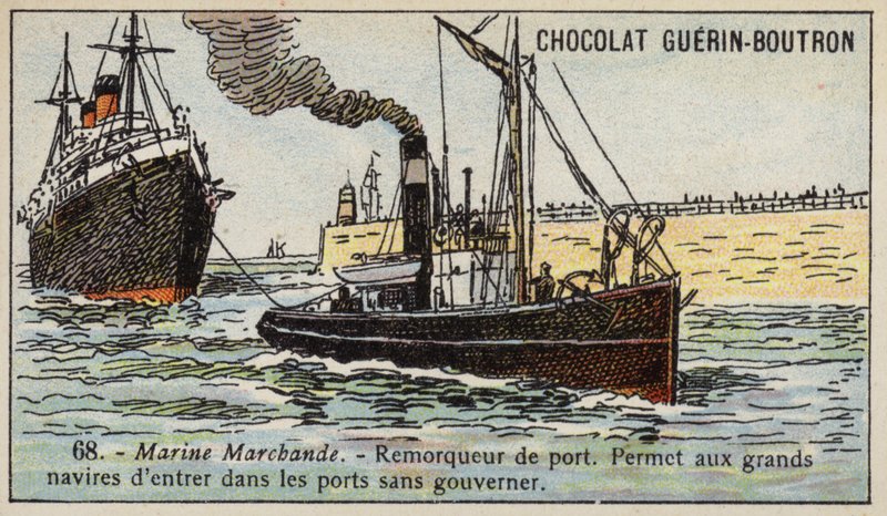 Remorqueur de port (chromolithographie) - French School