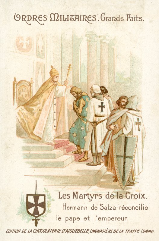 Hermann von Salza, Grand Maître des Chevaliers Teutoniques, réconcilie le Pape Grégoire IX et l