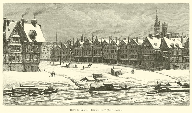 Hôtel de Ville et Place de Grève, XIIIe siècle - French School