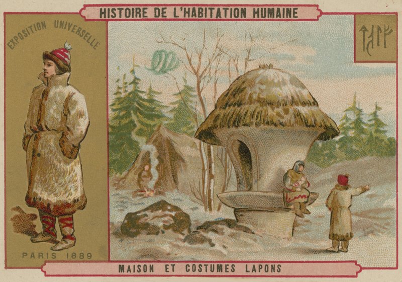 Maison et costumes de Laponie - French School