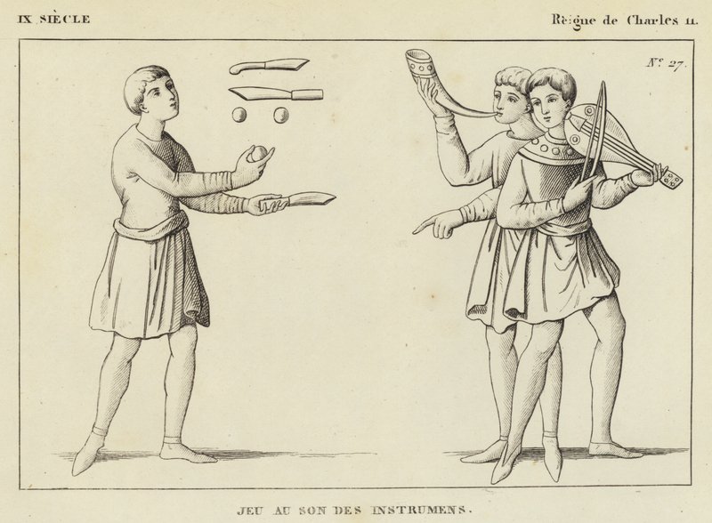 IX Siècle, Règne de Charles II, Jeu au Son des Instruments (gravure) - French School