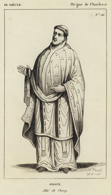 IXe Siècle, Règne de Charles II, Odon, Abbé de Cluny (gravure) - French School