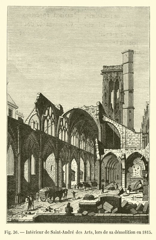 Intérieur de Saint-André des Arts, lors de sa démolition en 1815 - French School