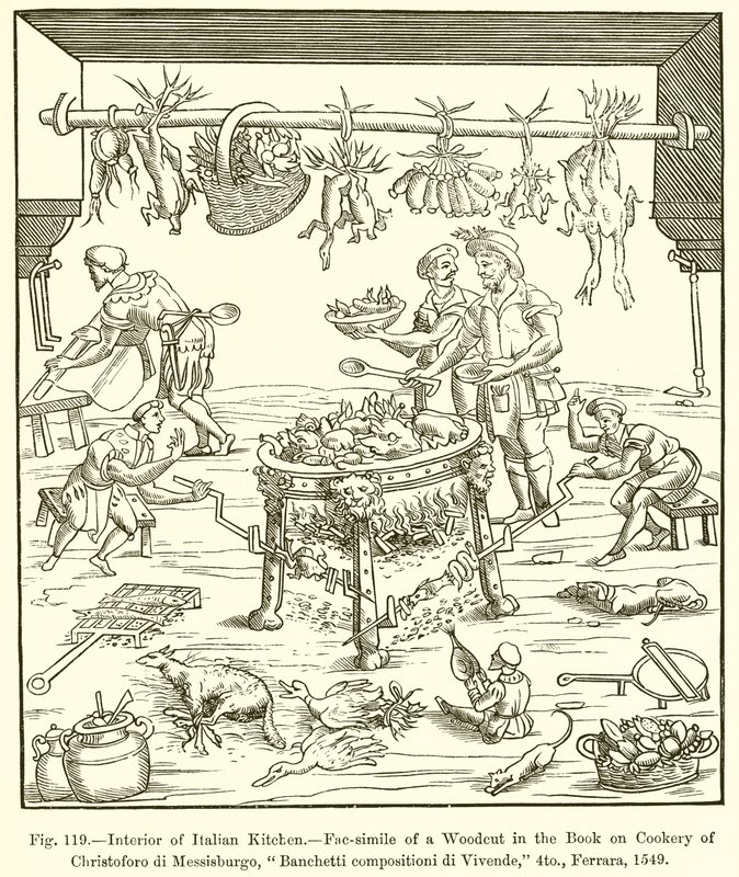 Intérieur de cuisine italienne - French School