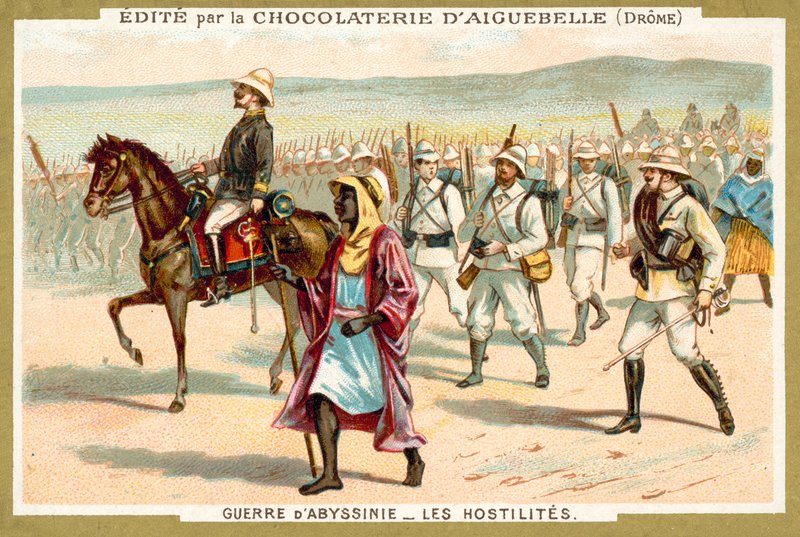 Troupes italiennes en marche, Première guerre italo-éthiopienne - French School