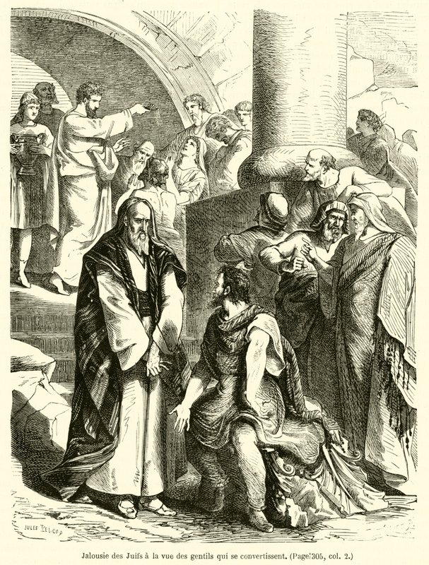 Jalousie des Juifs à la vue des gentils qui se convertissent (gravure) - French School