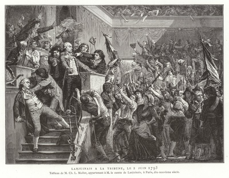Jean Denis, comte Lanjuinais, à la tribune de la Convention, Révolution française, 2 juin 1793 - French School