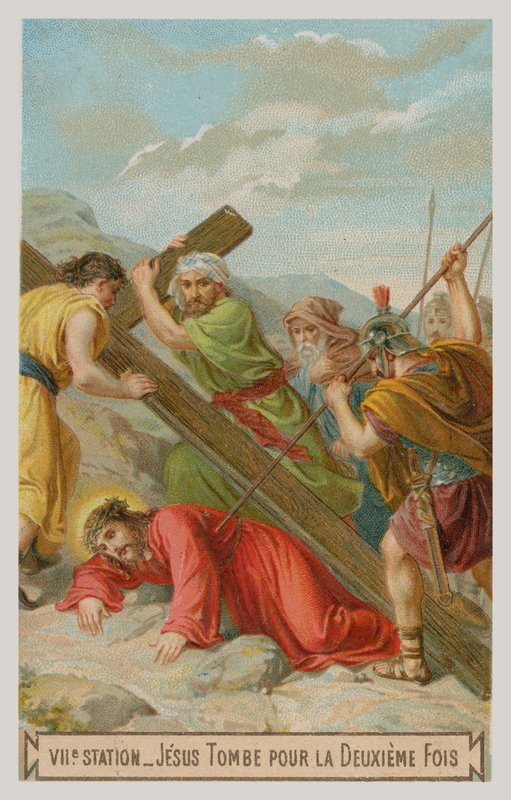 Jésus tombe pour la deuxième fois. La septième station de la croix - French School