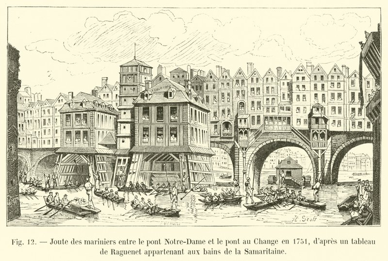 Joute des mariniers entre le pont Notre-Dame et le pont au Change en 1751, d