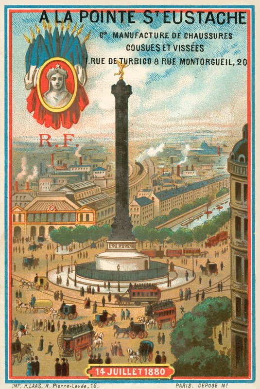 Colonne de Juillet commémorant la Révolution française de 1830, Paris (chromolithographie) - French School