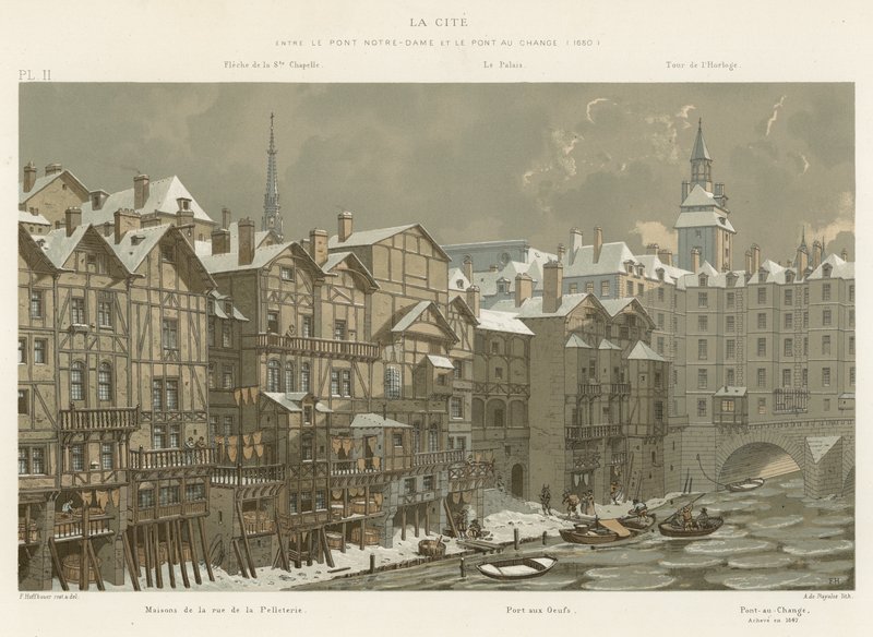 La Cité, entre le Pont Notre-Dame et le Pont au Change, 1650 - French School