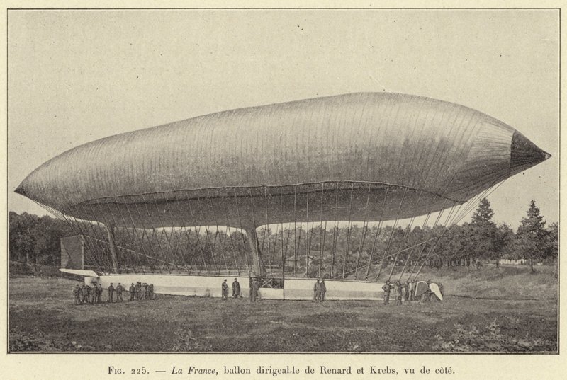 La France, ballon dirigeable de Renard et Krebs, vu de côté - French School