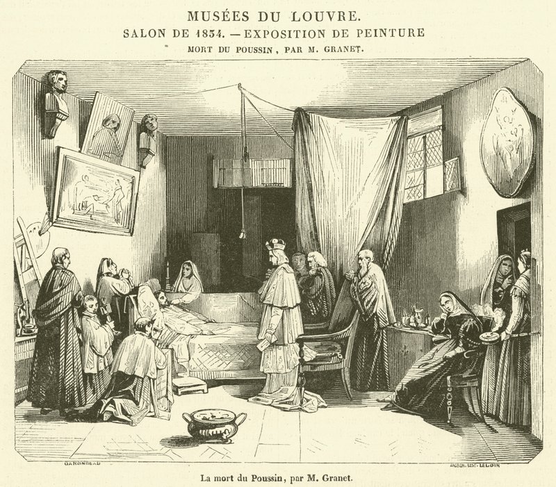 La mort du Poussin (engraving) - French School