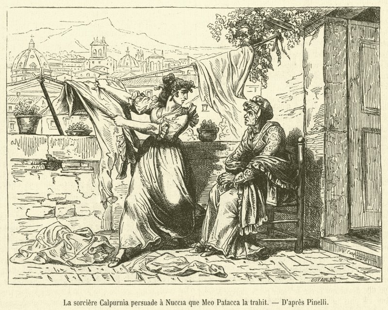 La sorcière Calpurnia persuade à Nuccia que Meo Patacca la trahit - French School