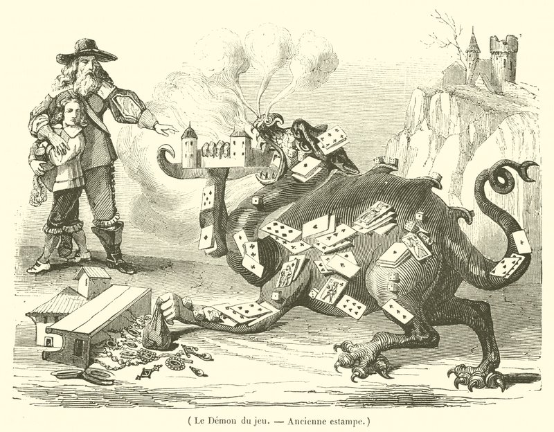 Le Demon du jeu (engraving) - French School