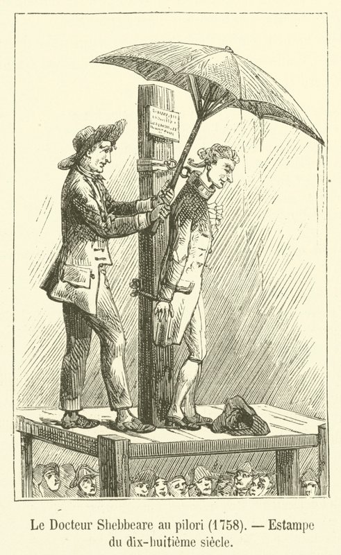 Le Docteur Shebbeare au pilori, 1758, estampe du dix-huitième siècle - French School