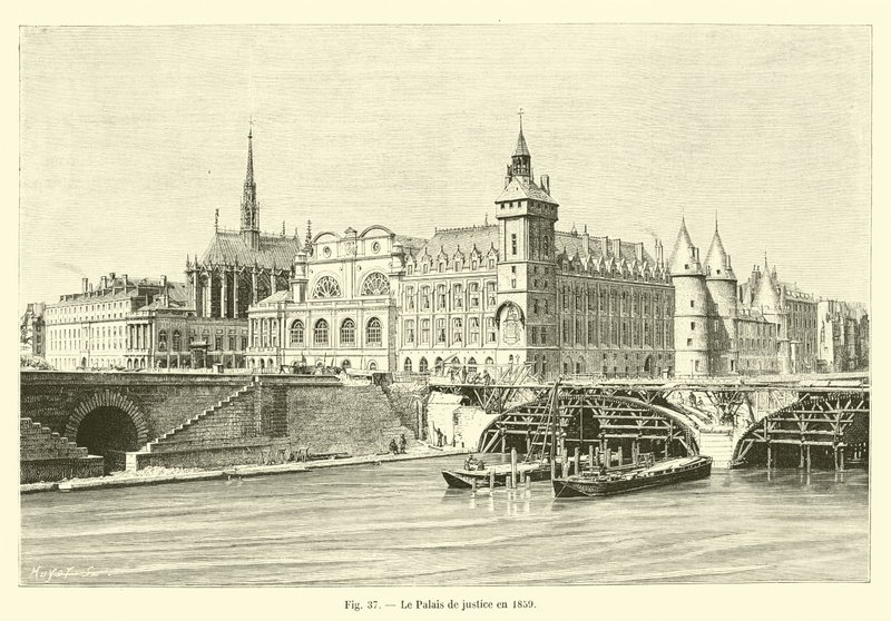 Le Palais de justice en 1859 - French School
