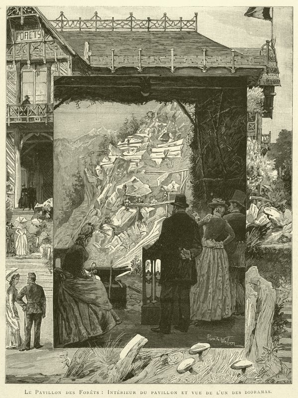 Le Pavillon des Forêts, intérieur du pavillon et vue de l