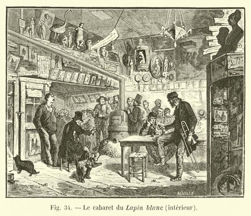 Le cabaret du Lapin blanc, intérieur - French School