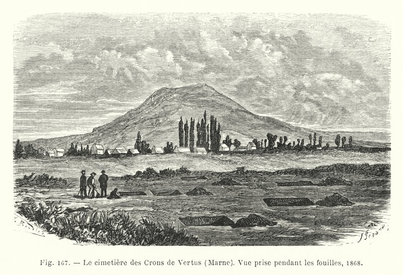 Le cimetière des Crons de Vertus, Marne, Vue prise pendant les fouilles - French School