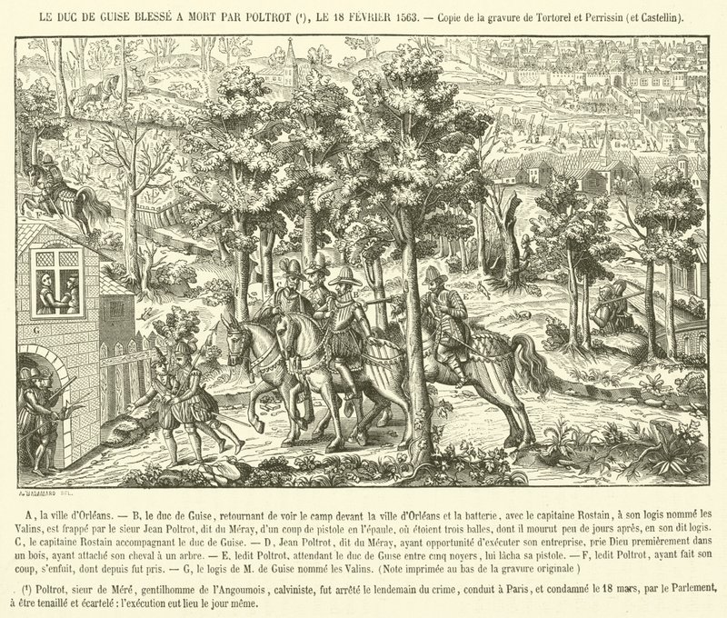 Le duc de Guise blessé à mort - French School