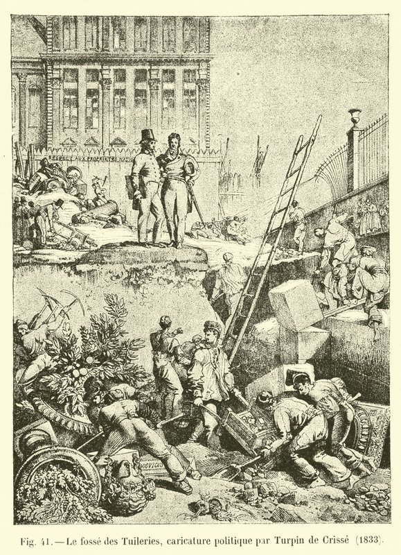 Le fossé des Tuileries, caricature politique par Turpin de Crissé, 1833 - French School