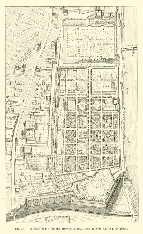 Le palais et le jardin des Tuileries en 1632, fac-similé du plan de I. Gomboust - French School