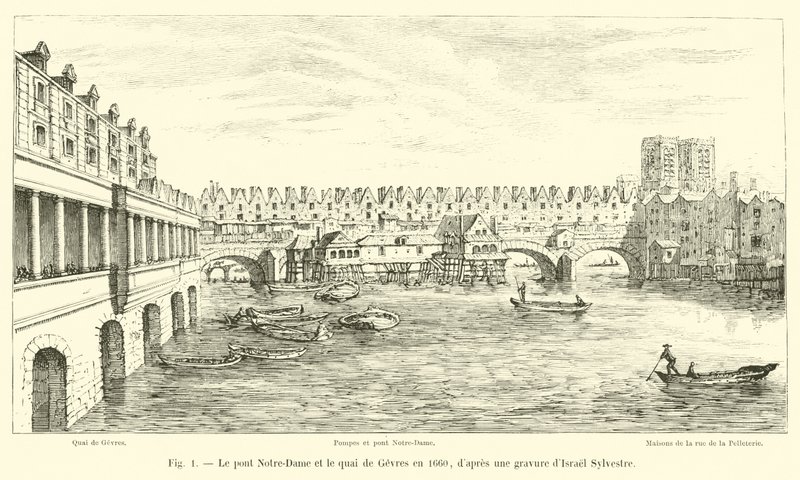 Le pont Notre-Dame et le quai de Gesvres en 1660, d