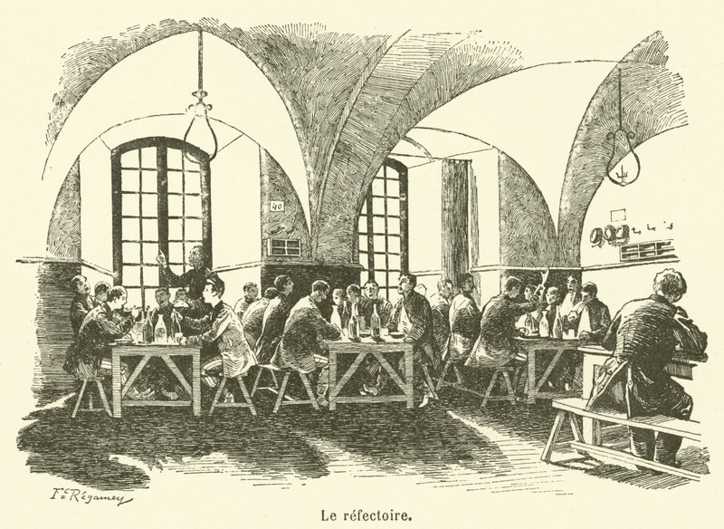 Le refectoire (engraving) - French School