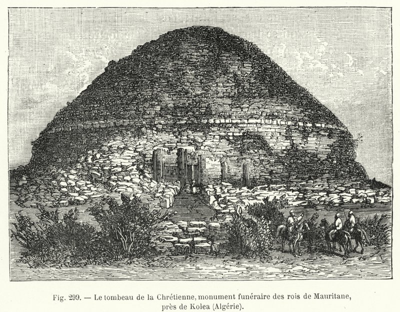 Le tombeau de la Chrétienne, monument funéraire des rois de Mauritanie, près de Koléa, Algérie (gravure) - French School