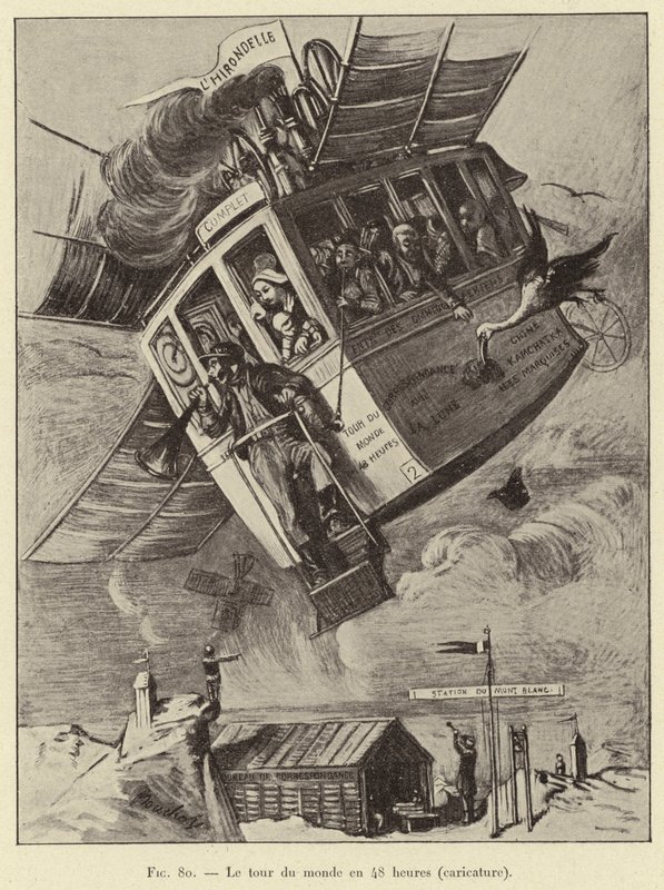Le tour du monde en 48 heures (caricature) (gravure) - French School