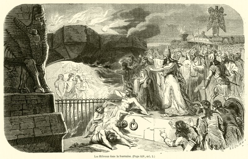 Les Hébreux dans la fournaise - French School