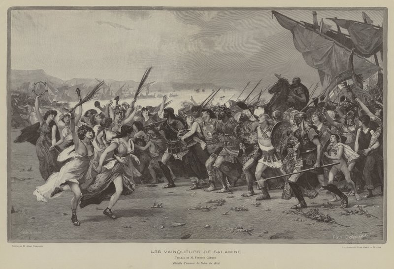 Les Vainqueurs de Salamine (engraving) - French School