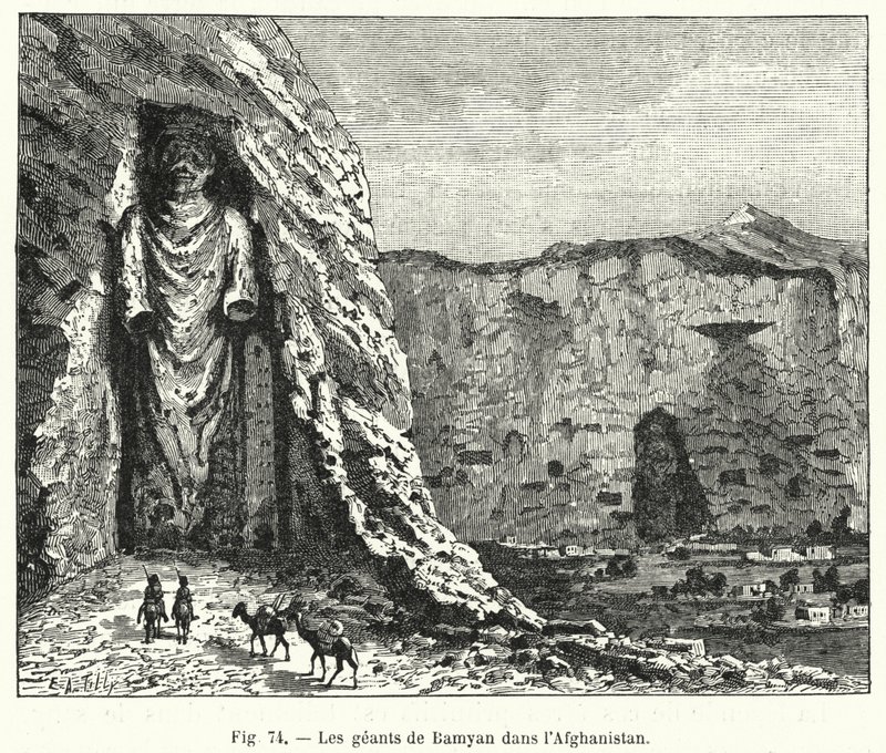 Les géants de Bamyan en Afghanistan (gravure) - French School