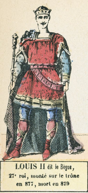 Louis II dit le Bègue, 27e roi, monte sur le trône en 877, mort en 879 - French School