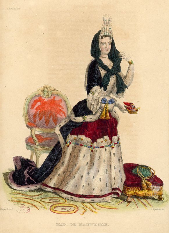 Madame de Maintenon (gravure en couleur) - French School