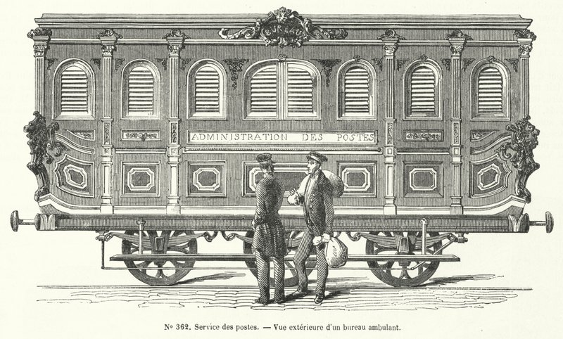 Voiture postale sur les chemins de fer français - French School