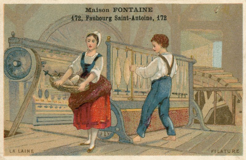 Carte commerciale Maison Fontaine, filage de la laine - French School