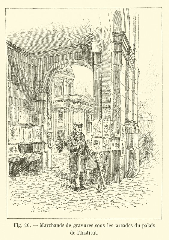 Marchands de gravures sous les arcades du palais de l