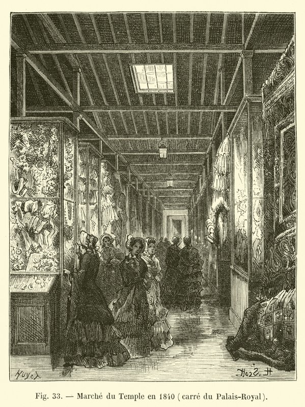 Marché du Temple en 1840, carré du Palais-Royal - French School