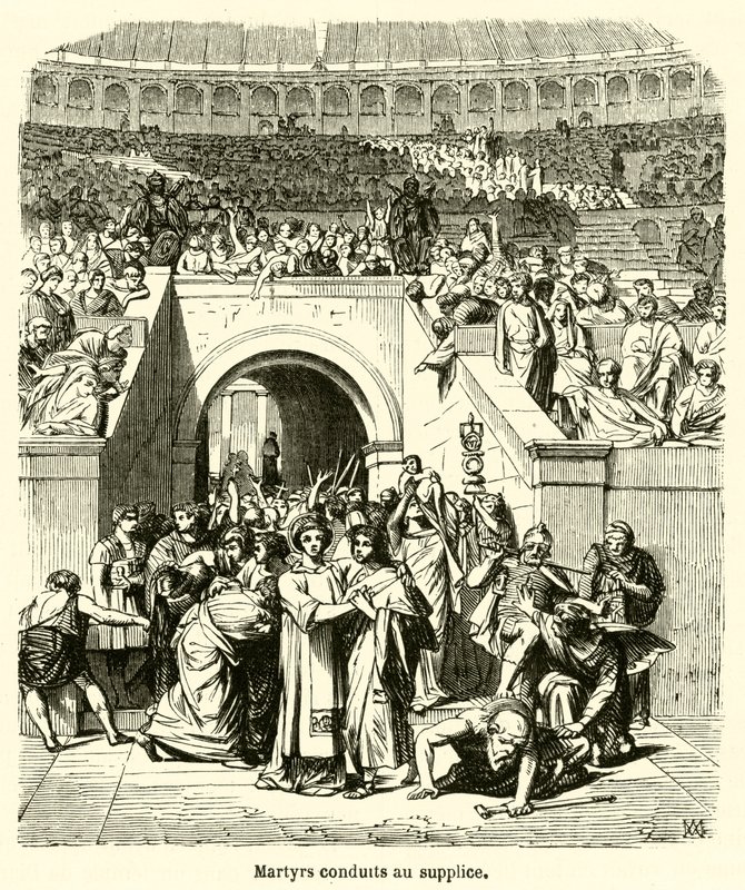 Martyrs conduits au supplice (gravure) - French School