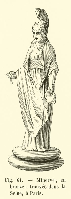 Minerve, en bronze, trouvee dans la Seine, a Paris (engraving) - French School