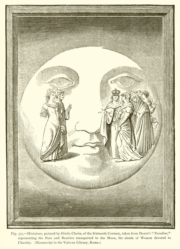 Miniature, peinte par Giulio Clovio, du XVIe siècle, tirée du Paradis de Dante - French School