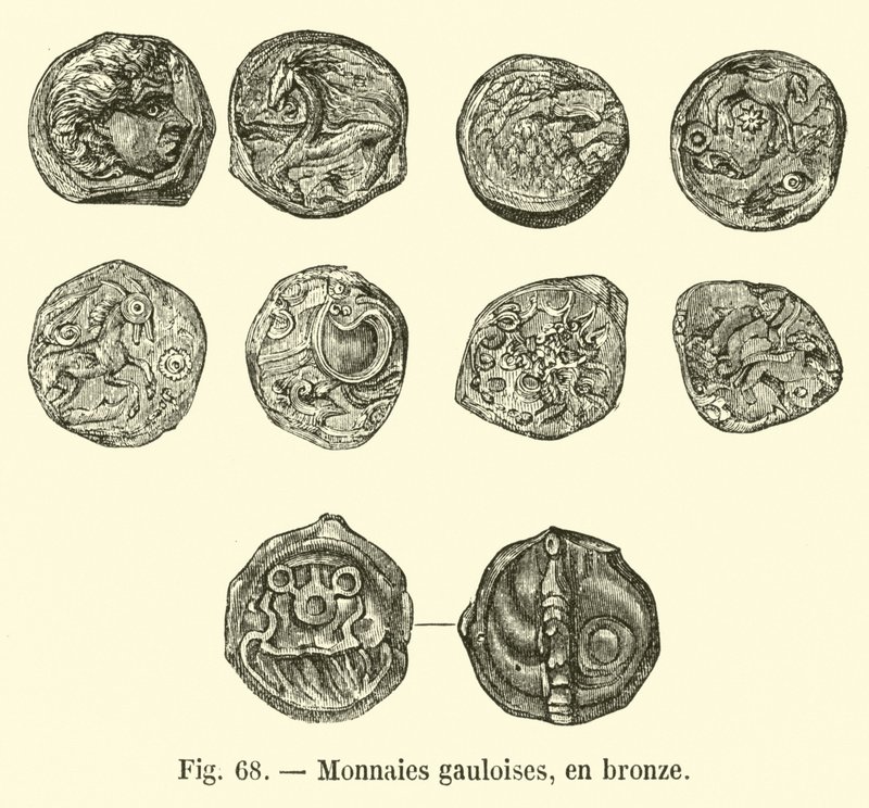 Monnaies gauloises, en bronze - French School