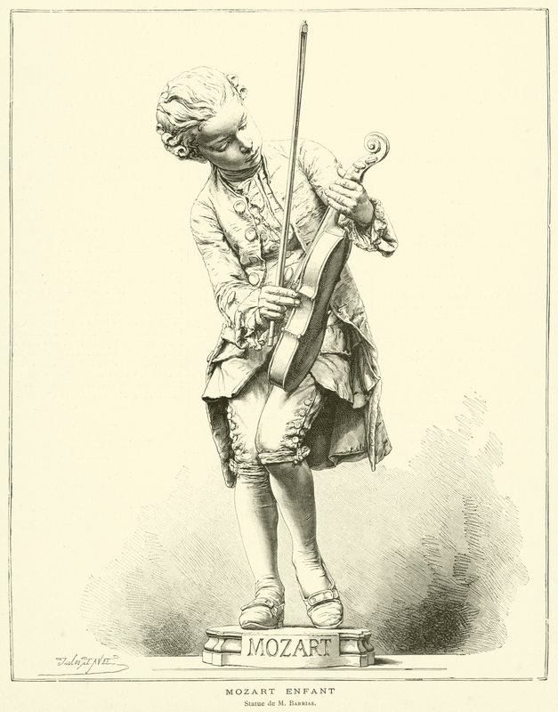Mozart enfant, statue de M. Barrias - French School
